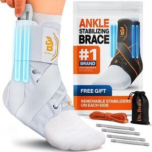 Breathable Ankle Brace for Support Sprained Ankle White Size 7.5-9